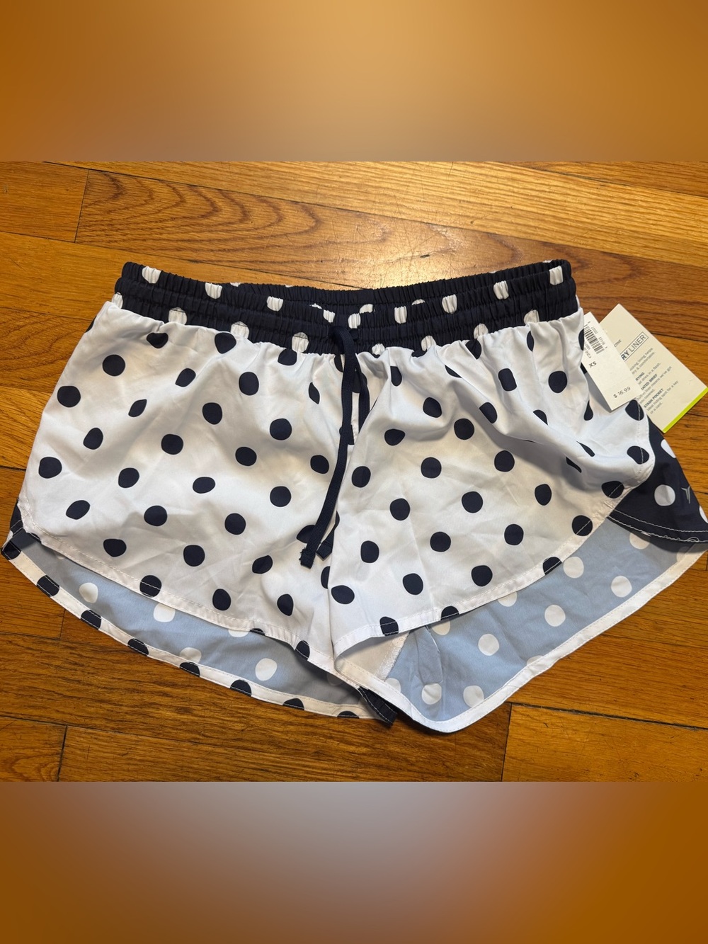 Old Navy White and Navy Polka Dot Athletic Shorts